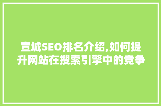 宣城SEO排名介绍,如何提升网站在搜索引擎中的竞争力