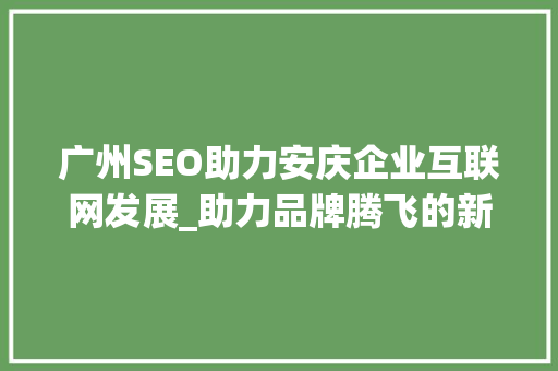 广州SEO助力安庆企业互联网发展_助力品牌腾飞的新引擎  第1张