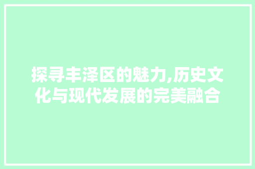 探寻丰泽区的魅力,历史文化与现代发展的完美融合