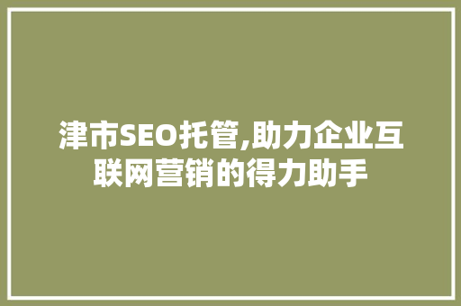 津市SEO托管,助力企业互联网营销的得力助手