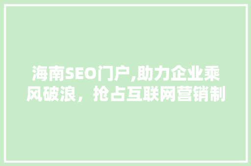 海南SEO门户,助力企业乘风破浪，抢占互联网营销制高点