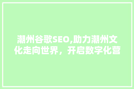 潮州谷歌SEO,助力潮州文化走向世界，开启数字化营销新篇章