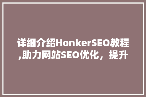 详细介绍HonkerSEO教程,助力网站SEO优化，提升搜索引擎排名