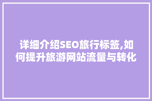 详细介绍SEO旅行标签,如何提升旅游网站流量与转化率