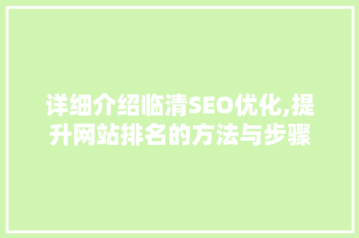 详细介绍临清SEO优化,提升网站排名的方法与步骤  第1张