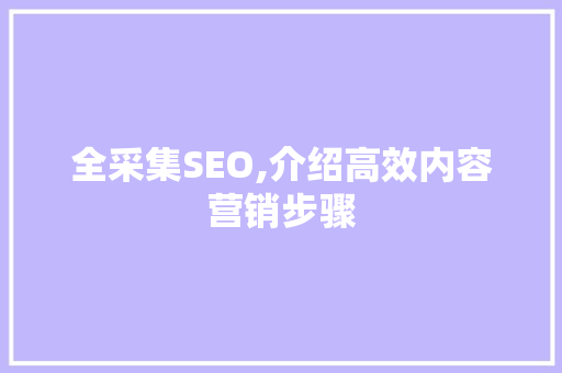 全采集SEO,介绍高效内容营销步骤