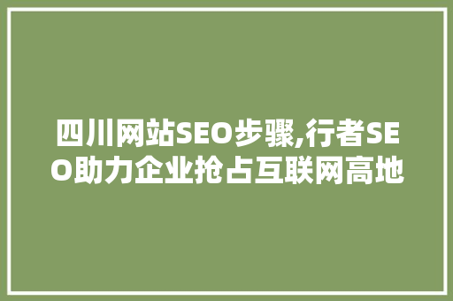 四川网站SEO步骤,行者SEO助力企业抢占互联网高地