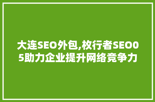 大连SEO外包,枚行者SEO05助力企业提升网络竞争力