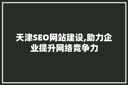 天津SEO网站建设,助力企业提升网络竞争力