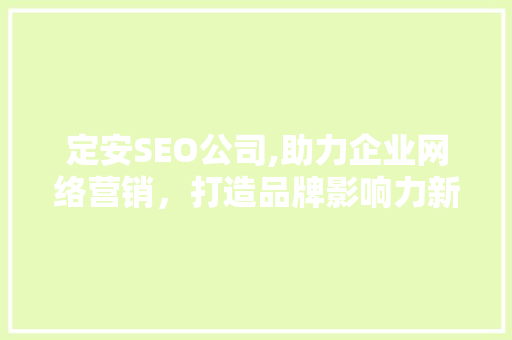 定安SEO公司,助力企业网络营销，打造品牌影响力新高度