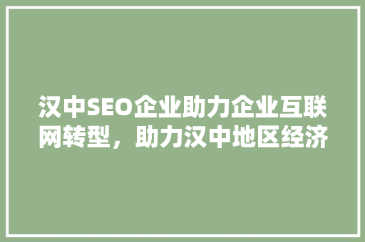 汉中SEO企业助力企业互联网转型，助力汉中地区经济发展
