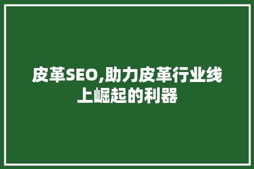 皮革SEO,助力皮革行业线上崛起的利器