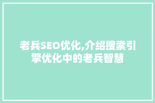 老兵SEO优化,介绍搜索引擎优化中的老兵智慧