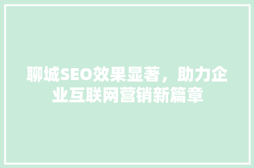 聊城SEO效果显著，助力企业互联网营销新篇章  第1张