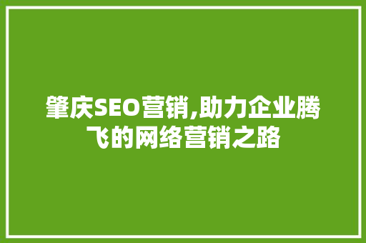 肇庆SEO营销,助力企业腾飞的网络营销之路