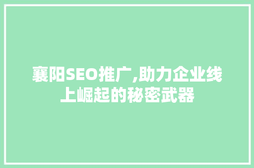 襄阳SEO推广,助力企业线上崛起的秘密武器