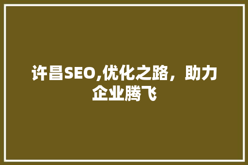 许昌SEO,优化之路，助力企业腾飞