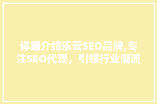 详细介绍乐云SEO品牌,专注SEO代理，引领行业潮流