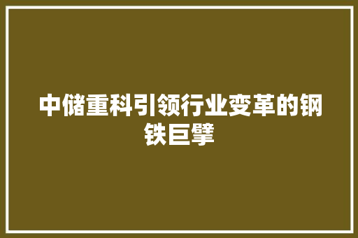 中储重科引领行业变革的钢铁巨擘