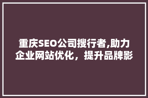 重庆SEO公司搜行者,助力企业网站优化，提升品牌影响力
