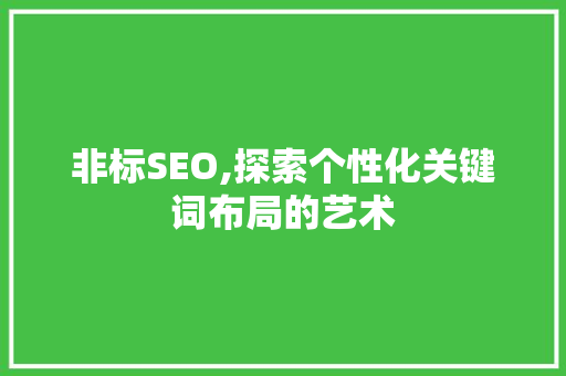 非标SEO,探索个性化关键词布局的艺术