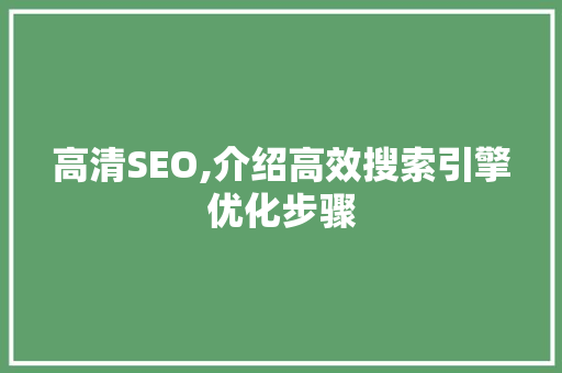高清SEO,介绍高效搜索引擎优化步骤