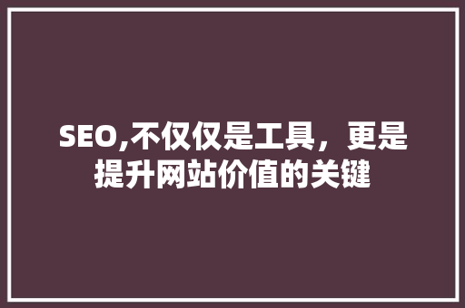SEO,不仅仅是工具，更是提升网站价值的关键