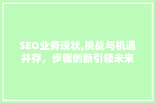 SEO业务现状,挑战与机遇并存，步骤创新引领未来
