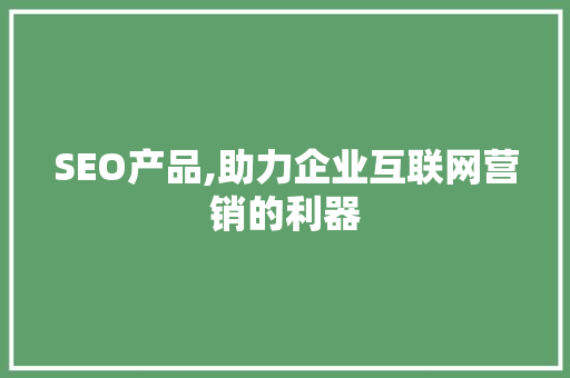 SEO产品,助力企业互联网营销的利器