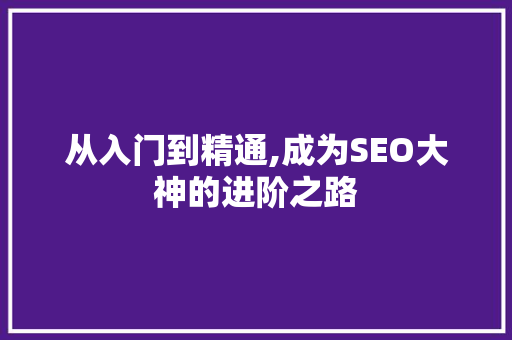 从入门到精通,成为SEO大神的进阶之路