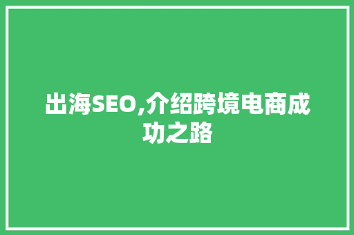 出海SEO,介绍跨境电商成功之路