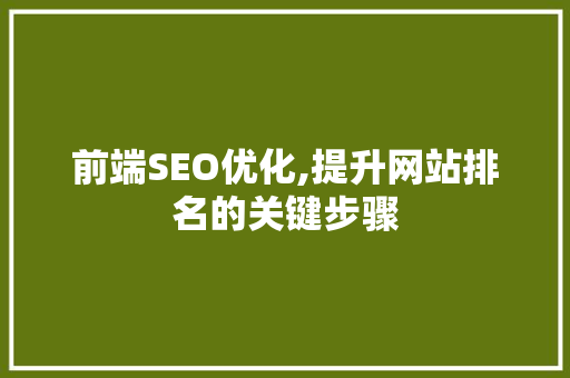 前端SEO优化,提升网站排名的关键步骤