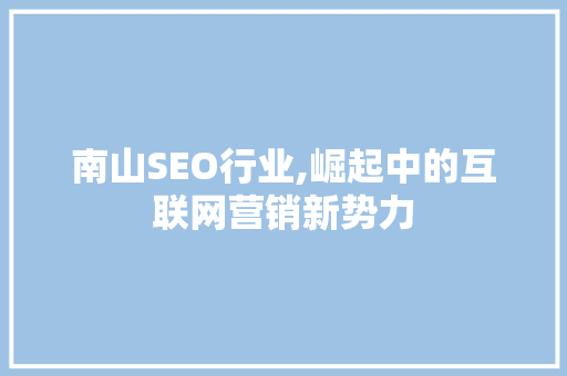 南山SEO行业,崛起中的互联网营销新势力