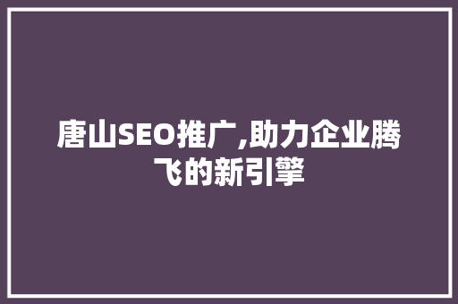 唐山SEO推广,助力企业腾飞的新引擎