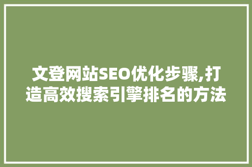 文登网站SEO优化步骤,打造高效搜索引擎排名的方法