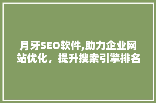 月牙SEO软件,助力企业网站优化，提升搜索引擎排名