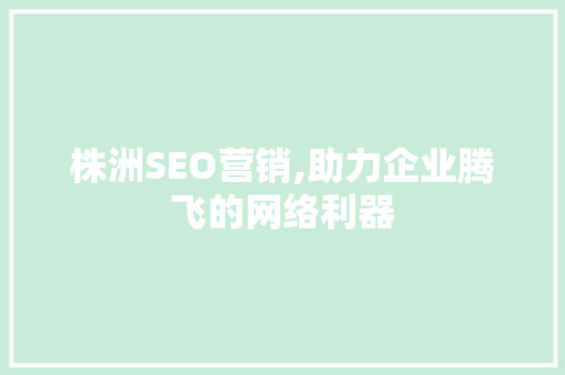 株洲SEO营销,助力企业腾飞的网络利器
