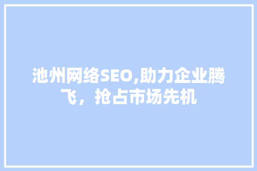 池州网络SEO,助力企业腾飞，抢占市场先机  第1张