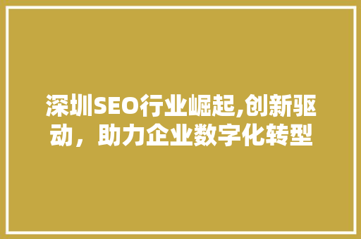 深圳SEO行业崛起,创新驱动，助力企业数字化转型