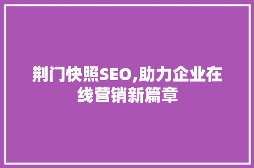 荆门快照SEO,助力企业在线营销新篇章  第1张