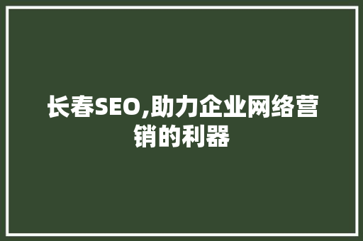 长春SEO,助力企业网络营销的利器