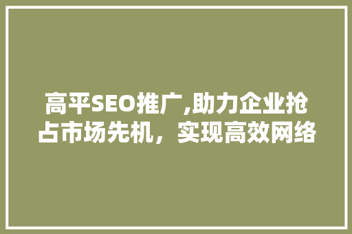 高平SEO推广,助力企业抢占市场先机，实现高效网络营销