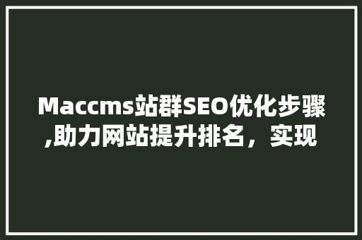 Maccms站群SEO优化步骤,助力网站提升排名，实现流量增长