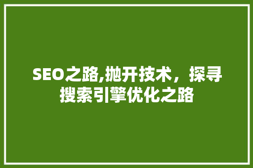 SEO之路,抛开技术，探寻搜索引擎优化之路