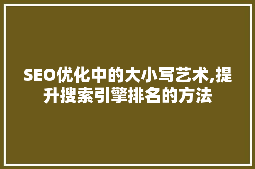 SEO优化中的大小写艺术,提升搜索引擎排名的方法  第1张