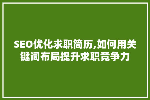 SEO优化求职简历,如何用关键词布局提升求职竞争力  第1张