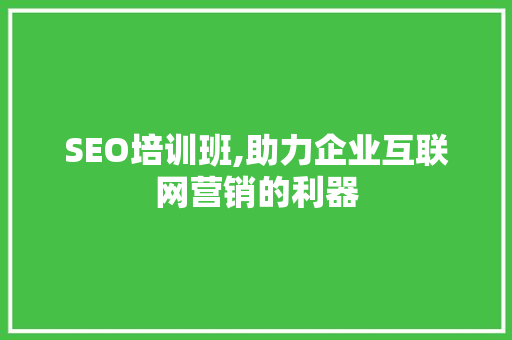 SEO培训班,助力企业互联网营销的利器