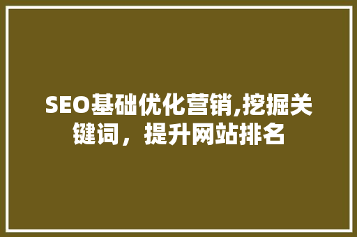 SEO基础优化营销,挖掘关键词，提升网站排名