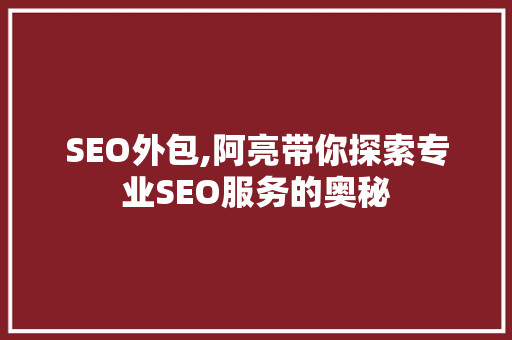 SEO外包,阿亮带你探索专业SEO服务的奥秘