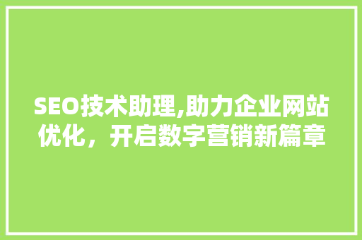 SEO技术助理,助力企业网站优化，开启数字营销新篇章